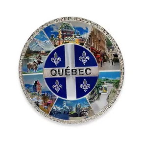 Canada Custom Country City Views Attractions Printed Flag Moose Quebec Souvenir Decorative Plate With Stand Hood