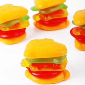 Gomitas de gelatina halal personalizadas al por mayor con forma de hamburguesa grande, <span class=keywords><strong>dulces</strong></span> surtidos de frutas con sabor agridulce - Product Image 5