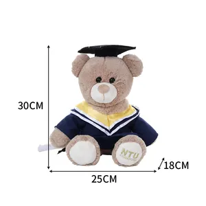 Graduation Teddy Bear With Black Gown Plush Teddy Bear