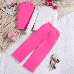 Completo per Bambine Stile Europeo e Americano, Nuovo Elegante Completo Autunnale in Misto Cotone Tinta Unita con Giacca a Maniche Lunghe e <span class=keywords><strong>Pantaloni</strong></span> - Product Image 2