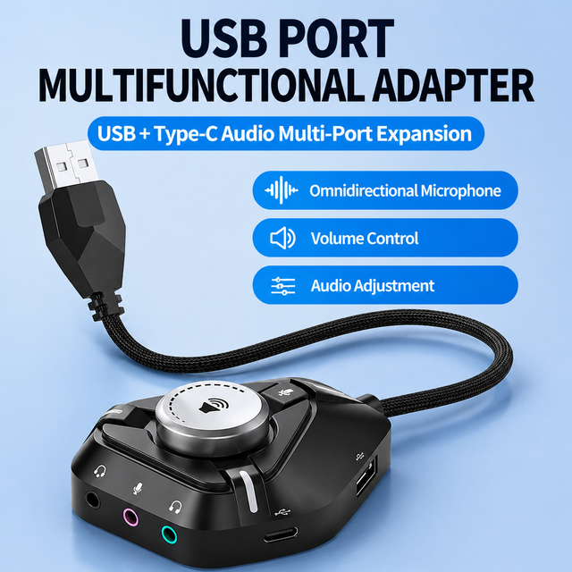 OEM USB Sound Card Adapter for PC & Laptop Plug and Play External Audio Output Data Transfer Charging Headset DC Output