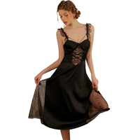 Nouvelle Robe de Nuit Longue en Soie Glacée J3052 pour Femme, en Satin Uni avec Ourlet en Maille Intégrée, Luxe pour Demoiselle d'Honneur