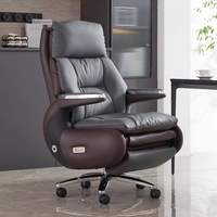 Chaise de bureau de direction moderne de haute qualité, luxueuse et contemporaine, en cuir et en maille, avec hauteur réglable et base coulissante