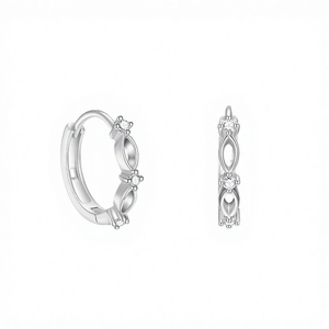 Wholesale Fashion Jewelry 925 Sterling <b>Silver</b> Geometry Hollow Zircon Rhodium Plated Gold Plated Hoop <b>Earrings</b> for Women Wedding - Product Image 2