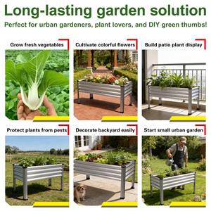 Jardinera Elevada de Acero Galvanizado con Patas, Jardinera Metálica Resistente para Vegetales, Flores y Hierbas - Product Image 4