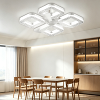 Ventilateur de plafond E27 avec pales en cristal, lames amovibles, télécommande, 3 vitesses réglables pour chambre, appartement, maison