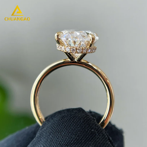 Bán Buôn Vòng Phòng Thí Nghiệm Grown Kim Cương Lớp Nhẫn 1CT 2ct 3ct 9K 14K 18K Rắn Vàng Hình Bầu Dục Bất Kim Cương Engagement Rings Đối Với Phụ Nữ - Product Image 4