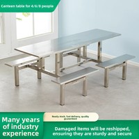Tables de salle à manger modernes en acier inoxydable pour cantines scolaires, ensembles de tables et chaises démontables 4-6-8 places pour restaurants d'entreprise