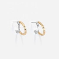 LOZRUNVE Joyería de Moda Personalizada, Pendientes de Aro Doble con Doble Baño de Color, Tendencia 2014