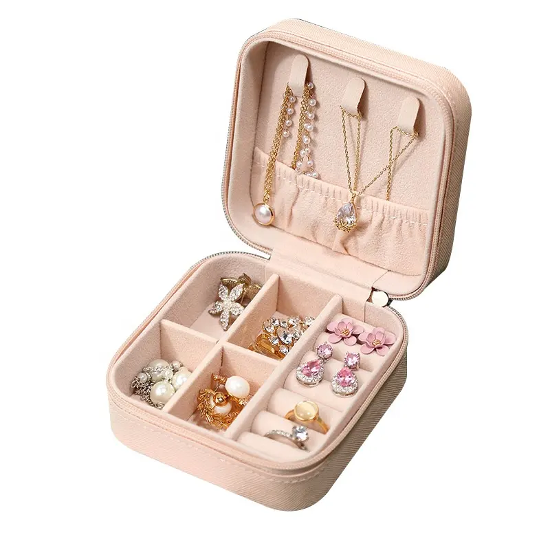 Großhandel Luxus-Pu-Halsband Box Reise-Schmuck-Organisator-Etui Leder Reise-Schmuck-Etui-Box