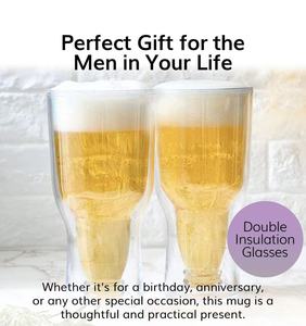 Vaso de Cerveza de Vidrio de Doble Pared de Borosilicato con Forma de Botella de Cerveza Invertida, 250 ml, 350 ml, 500 ml, para Fútbol Mundial - Product Image 3