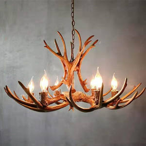 Lámpara colgante Retro <span class=keywords><strong>de</strong></span> resina para el hogar, lámpara <span class=keywords><strong>de</strong></span> araña <span class=keywords><strong>con</strong></span> cuerno <span class=keywords><strong>de</strong></span> <span class=keywords><strong>ciervo</strong></span>, estilo nórdico americano - Product Image 6