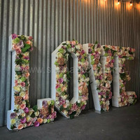 Lettres de fleurs décoratives, fournitures de fête événement, lettres de fleurs artificielles géantes pour décoration de mariage