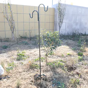 헤비 듀티 식물 옷걸이 야외 금속 블랙 양치기 후크 정원 후크