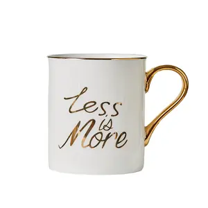 Wholesale Custom Logo Black Coffee Mug Cup Cheap Ceramic Mug with gold handle