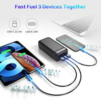 Banques d'Alimentation Grande Capacité 30000 mAh pour Téléphone, Charge Rapide 20W 22.5W, Power Bank 10000 mAh 20000 mAh 30000 mAh 50000 mAh