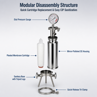 Nouveau système de filtration de boissons en acier inoxydable pour bière, alcool, vodka, vin, cognac, brandy, usage industriel, taille des particules 5 µm, haute performance