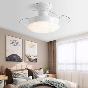 Invisible <b>Ceiling</b> Fan <b>Light</b> Full Spectrum Eye Friendly Small Blades Quiet Cream Color For Bedroom Study - Product Image 2