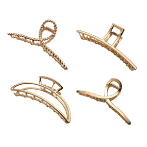 Grandi clip di design in oro all'ingrosso Custom Ladies Barrette metal hair Claw Hair Pins accessorio semplice per le donne 2021