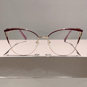 Elegante cornice Cat Eye per occhiali stile Business Anti luce blu moda farfalla di alta qualità in metallo occhiali da vista da donna - Product Image 5