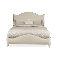Lit tapissé beige de luxe Lit escamotable élégant en bois massif avec design traditionnel sculpté à la main Meubles de chambre à coucher sans matelas