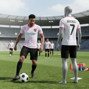 Ensemble de maillots de football personnalisables 2025 à manches courtes avec design imprimé, séchage rapide, service OEM pour noms et logos, pour tenues d'équipe - Product Image 2