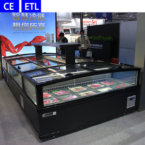 Congelatore a isola centrale in vetro nero, attrezzatura di refrigerazione per supermercati, vetrina espositiva a isola, combinazione congelatore orizzontale - Product Image 2