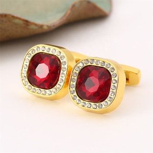 Boutons de manchette fantaisie en alliage de cuivre pour hommes, avec micro-inserts, pour mariages, fiançailles et anniversaires (vente en gros) - Product Image 2