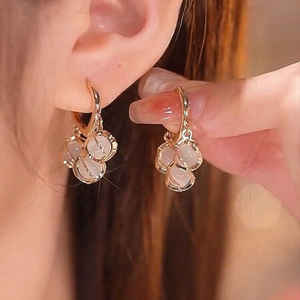 时尚潮流猫眼水晶锆石吊坠耳环女女孩仿珍珠耳环批发饰品 - Product Image 2