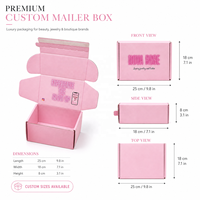 Boîtes en carton ondulé rose personnalisées pour emballage cadeau de cils cosmétiques, avec bande de déchirement facile, pour expédition, luxe