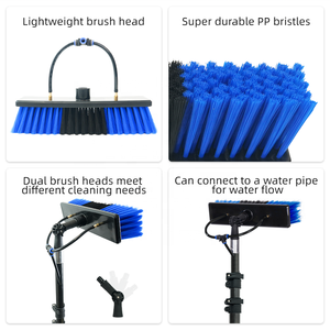 Brosse <span class=keywords><strong>de</strong></span> nettoyage alimentée par l'eau pour panneaux solaires, avec perche télescopique en fibre <span class=keywords><strong>de</strong></span> carbone et kit d'accessoires pour le nettoyage des fenêtres - Product Image 3