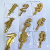 Pas cher 10pcs Pack Nouveau Numéro d'Or Joyeux Anniversaire Gâteau Topper Acrylique Numéro Gâteau Topper Dessert Table Gâteau Décoration