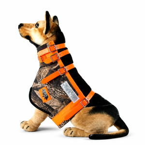 Harnais de chien camouflage réglable avec sangles orange et fermeture à boucle pour grandes races - Product Image 1