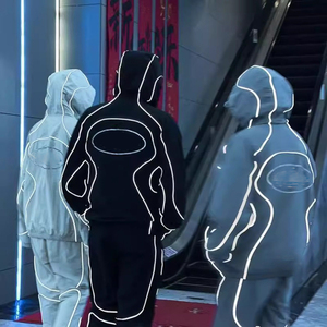 טראקסוט מחזיר אור קל משקל, איכותי, מעיל רוח עם פסים, רוכסן, מכנסיים ישרים, זוהר, יוניסקס - Product Image 2