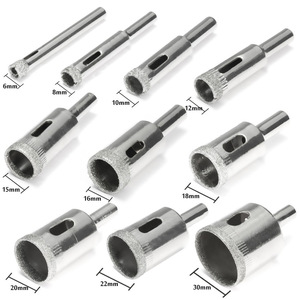 Jeu de scies cloches diamantées 6-30 mm, forets métalliques pour le traitement du verre, du marbre et de la céramique, 10 pièces, taille métrique - Product Image 1