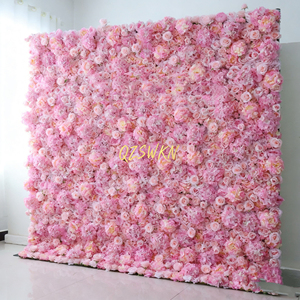 <b>Artificial</b> European Style Roll up Flower Wall 8ft X 8ft 5D 3D Backdrop with Lotus for Wedding Party Christmas Decoration - Product Image 6