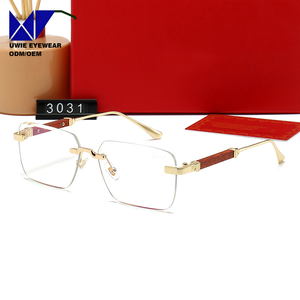 Gafas <span class=keywords><strong>de</strong></span> Sol Rectangulares con Cambio <span class=keywords><strong>de</strong></span> <span class=keywords><strong>Color</strong></span>, Protección UV400, Montura con Aspecto <span class=keywords><strong>de</strong></span> Madera, Sin Aro, Bordes Cortados, Protección para Exteriores para Hombre - Product Image 5