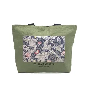 High Quality Custom Vintage Print Green Tyvek Shopping Tote Bag Functional Casual Ladies Tote Bag