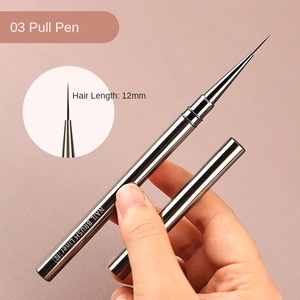 Ensemble de pinceaux pour nail art en métal noir, personnalisable, avec des poils souples et flexibles, capuchon de pinceau, poils droits pour le nail art - Product Image 6