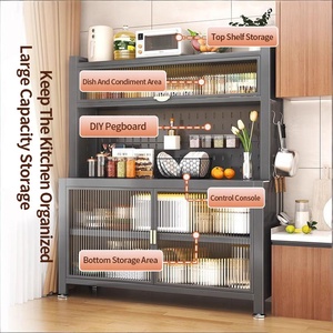 Modern Durable Multi-layer Metal <strong>Kitchen</strong> <strong>Sideboard</strong> <strong>Cabinet</strong> with Floor to Ceiling Storage Multifunction Shelf - Product Image 1