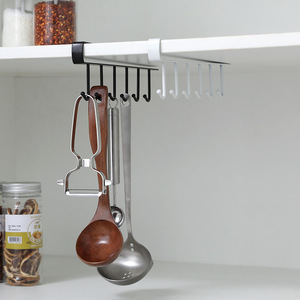 Kitchen Cabinet Under <b>Shelf</b> <b>Hook</b> Organizer White And Black Easy Installation No Tools Required Multi Functional Storage Rack - Product Image 2