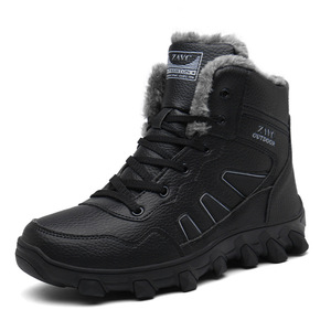 ZINC Men Winter Snow Boots <b>Ankle</b> High Genuine Leather Plush Lining Anti Slip Rubber Outsole Outdoor Warm Boot - Product Image 4