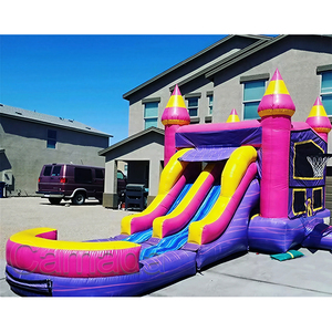 Castillo Inflable Comercial Purple Palace con Tobogán Húmedo/Seco, Castillo Inflable <span class=keywords><strong>de</strong></span> PVC con Tobogán <span class=keywords><strong>y</strong></span> Piscina para Fiestas - Product Image 5
