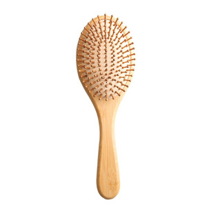 Brosse à cheveux ovale en bois avec coussin d'air massant pour le coiffage et le lissage des cheveux - Product Image 1