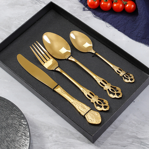 <span class=keywords><strong>Set</strong></span> di posate in acciaio inossidabile dorato per uso alimentare coltello a cucchiaio con smalto a specchio per cucina di casa e feste - Product Image 4