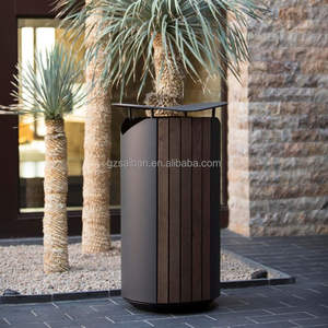 Fábrica al por mayor al aire libre comercial cubos de basura cubo de basura para uso al aire libre fabrica de plástico madera cubo de basura - Product Image 4