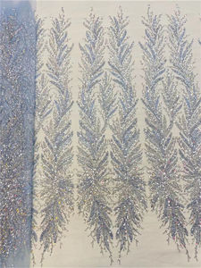 Robe de soirée florale en dentelle, paillettes, perles de luxe, tissu en dentelle, paillettes, perlée, au bord de la cour - Product Image 4