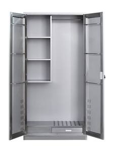 Modern Design Roestvrijstalen Balkon Opbergkast Houten Paneelstijl Voor Bezem Dweil Huishoudelijk Gereedschap Metaal Materiaal - Product Image 5