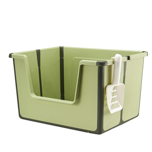 Nouveau bac à litière pliable semi-fermé de haute qualité Grande capacité pour empêcher la sortie de la litière pour chat Fournitures pour animaux de compagnie - Product Image 5