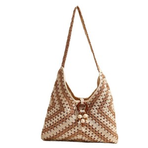 <span class=keywords><strong>Sac</strong></span> pour femme de style ethnique, à bandoulière unique, en polyester tissé, avec fermeture éclair, coloré, motif granny square, pour la plage et les vacances - Product Image 5
